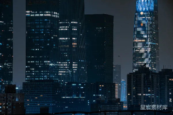 高清摄影 黑白城市建筑夜景