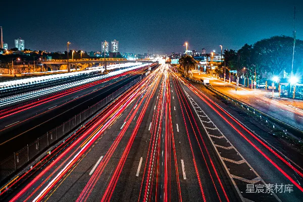 高清摄影 夜间道路上车辆的延时摄影