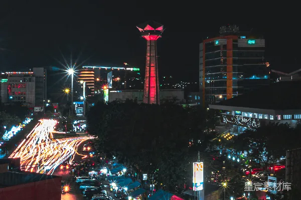 高清摄影 夜晚灯火辉煌的高楼大厦的城市