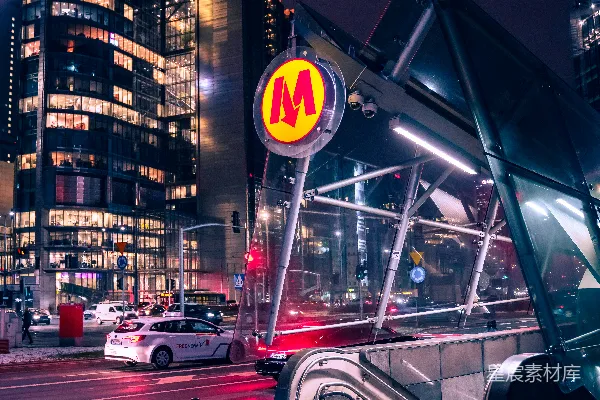 高清摄影 夜间停在路边的汽车