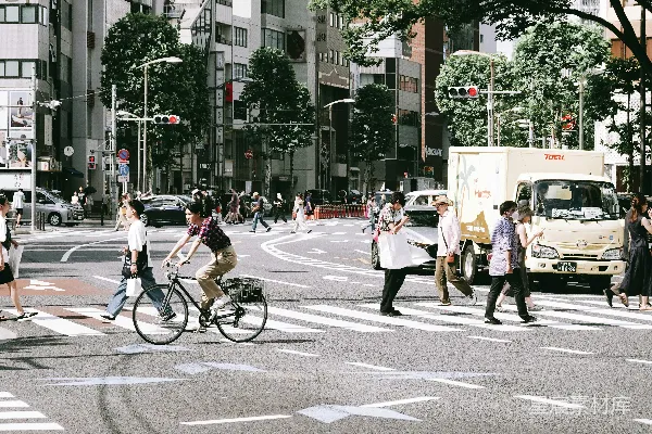 高清摄影 一群人正在城市中过马路。