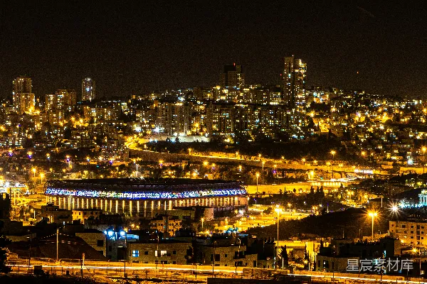高清摄影 一个城市的夜景，灯火通明。