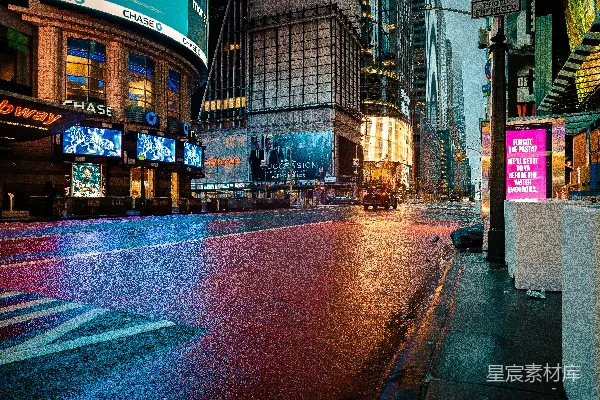 高清摄影 夜晚的城市街道上车流不息。