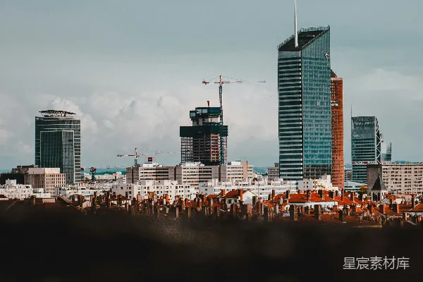 高清摄影 城市的天际线，高耸的建筑群