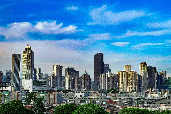 高清摄影 一个城市的景观，高大的建筑物。