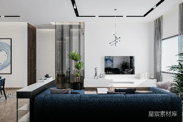 高清摄影 一个摆满家具和平板电视的客厅