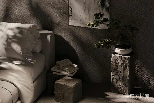 高清摄影 一张黑白照片，描绘了一个客厅的场景。