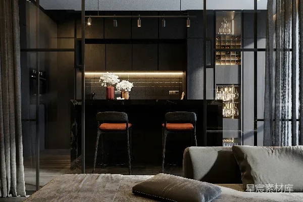 高清摄影 一个带有床和桌子（椅子）的房间