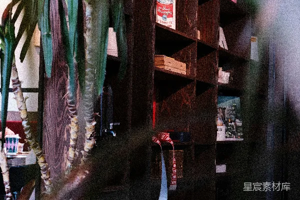 高清摄影 展示着一个木制书架，上面有书。