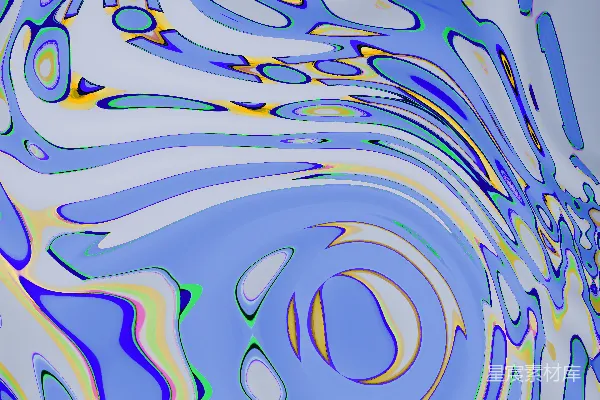 高清摄影 抽象的蓝白漩涡图案，带有黄色点缀。
