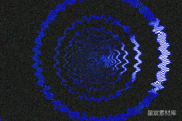 高清摄影 在深色背景上，有同心的蓝色波浪状圆圈。