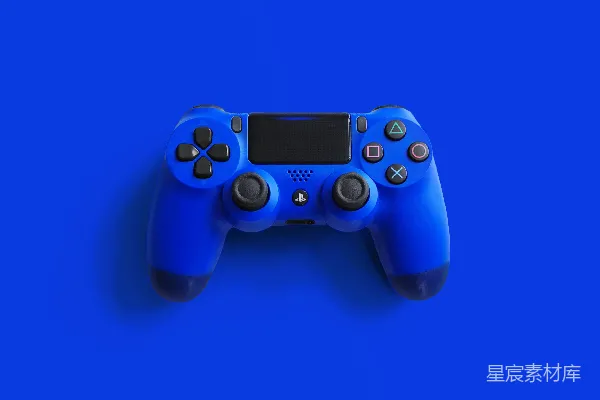 高清摄影 蓝色索尼PS4游戏手柄