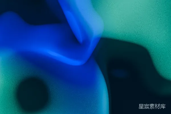 高清摄影 抽象的蓝色和绿色流体形状，带有柔和的照明效果
