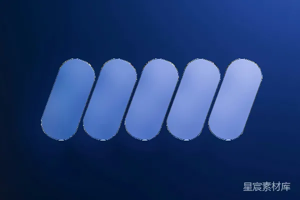 高清摄影 五个浅蓝色的椭圆形形状在深蓝色的背景上。