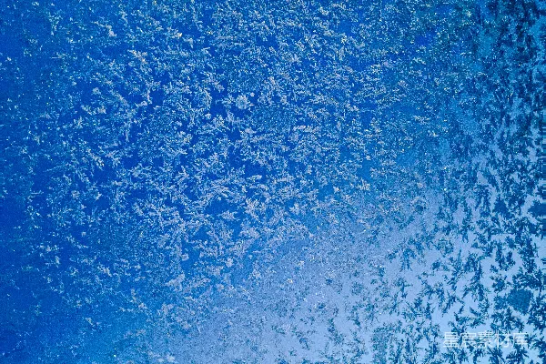 高清摄影 蓝背景上特写的霜花图案