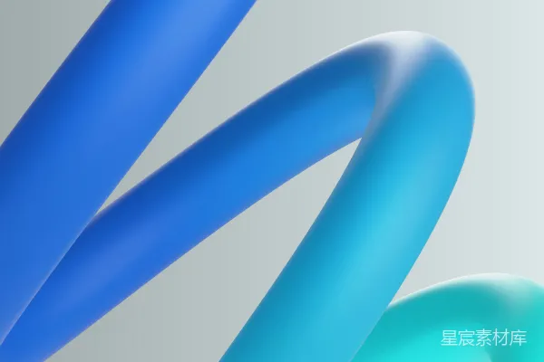 高清摄影 蓝绿色的管子在灰色背景上弯曲。