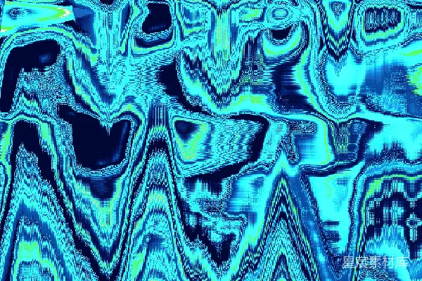 高清摄影 蓝色和绿色的抽象液体图案，带有扭曲的波浪。