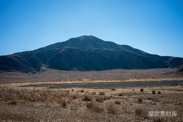 高清摄影 一片田野，背景中有座山