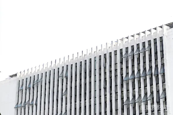 高清摄影 现代白色建筑，有垂直线条。