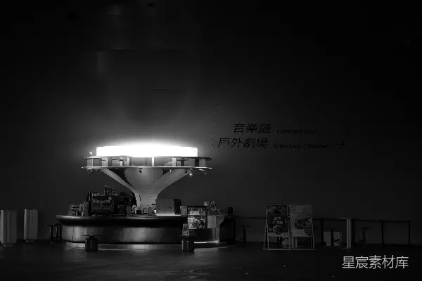 高清摄影 一张夜晚的黑白建筑照片