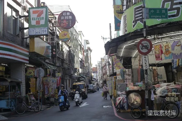 高清摄影 一条街道上挤满了各种商店。