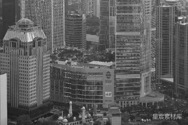 高清摄影 现代城市的天际线鸟瞰图。