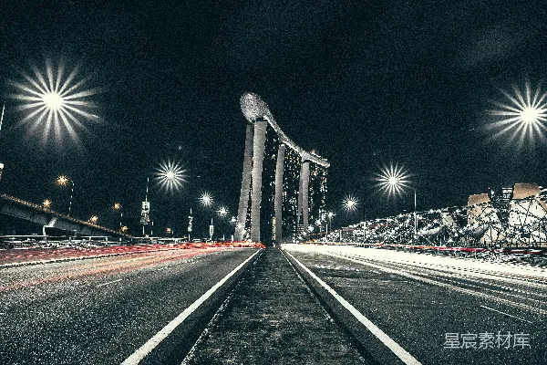 高清摄影 新加坡滨海湾金沙附近道路的延时摄影照片