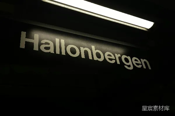 高清摄影 一张黑白照片，上面有一个标志，上面写着“HALLONBERGEN”。