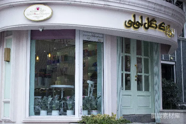 高清摄影 一家店面的橱窗里有很多花瓶。