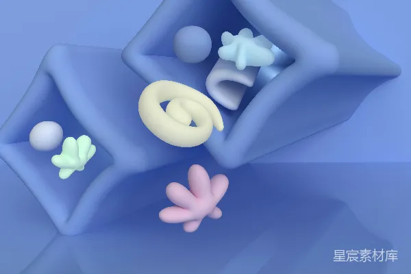 高清摄影 一个蓝色的枕头，上面放着许多不同的物体。