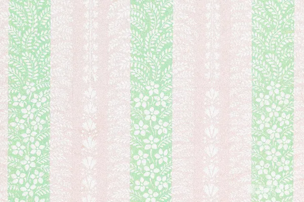 高清摄影 交替排列的粉红和绿色竖条纹，带有白色花卉图案。