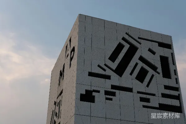 高清摄影 一座上面有很多黑色方块的建筑
