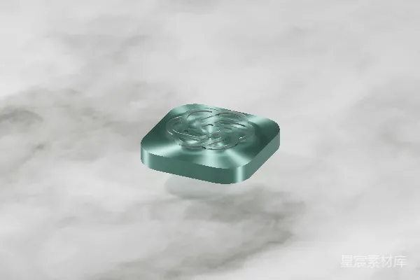 高清摄影 一个方形物体放在大理石表面上