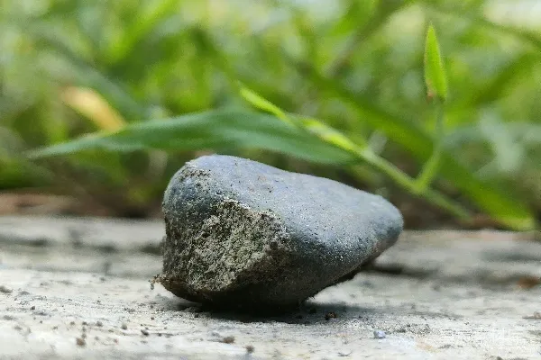 高清摄影 一块岩石坐落在覆盖着石头的地面上。