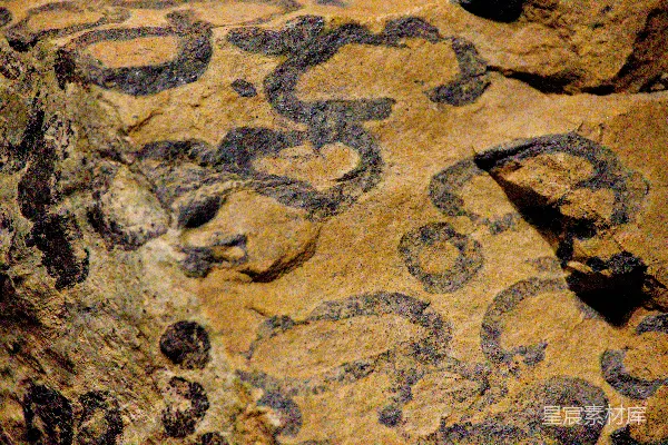 高清摄影 刻在岩石表面的古代岩画。