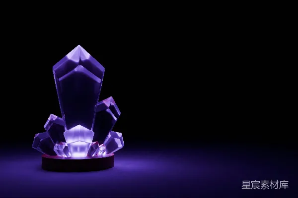 高清摄影 黑色背景上的一颗紫色水晶