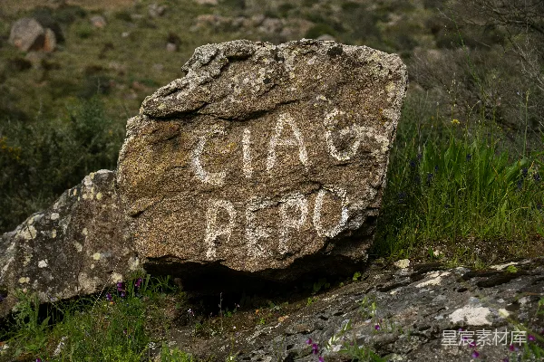高清摄影 上面写着“ciag pepo”的大石头