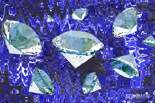 高清摄影 几颗钻石散落在蓝色抽象背景上