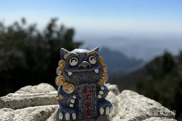 高清摄影 一只猫的雕像站在岩石上