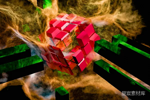 高清摄影 一个计算机生成的立方体运动图像
