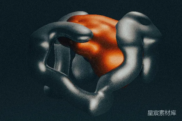 高清摄影 一个银色和橙色的物体在黑色背景上
