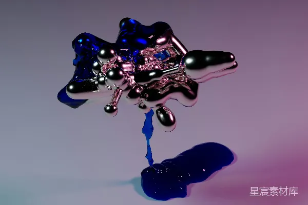 高清摄影 闪亮的金属液体泼洒和滴落