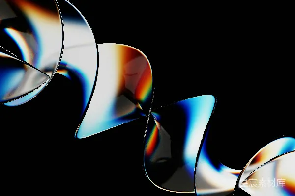 高清摄影 一幅黑色背景上的弯曲物体抽象图像