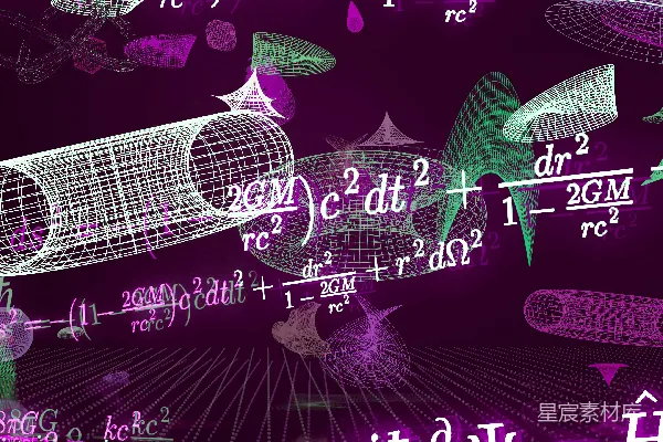 高清摄影 复杂的数学方程式和三维形状在深色背景上。