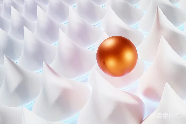 高清摄影 一个橙色的球体在白色形状中显得格外突出。