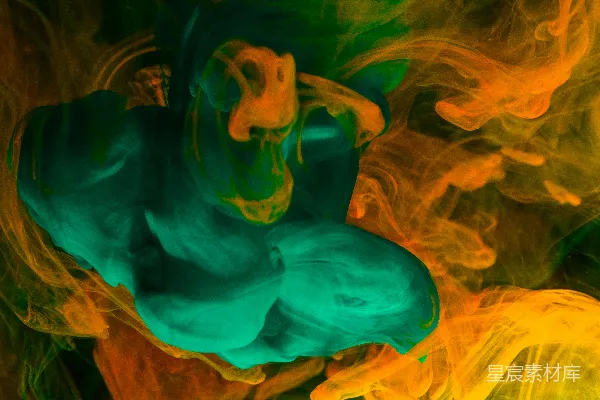 高清摄影 一蓝色和黄色物质的特写镜头