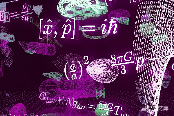 高清摄影 复杂的物理学和数学方程，带有抽象形状。
