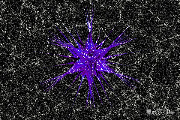高清摄影 一块发光的紫色水晶坐落在暗色的岩石上。