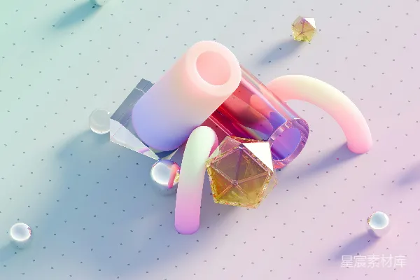 高清摄影 抽象物体排列在淡色背景上。