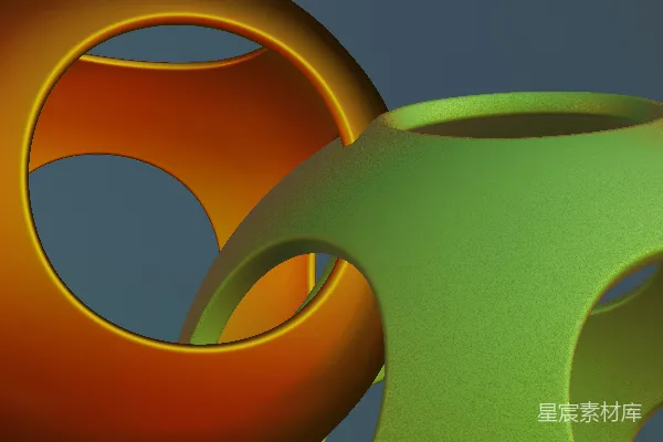 高清摄影 一幅3D图像，显示了一个绿色和橙色的物体。